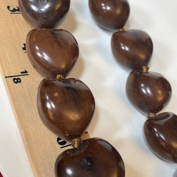 36" Long Kukui Nut Necklace Hawaii Wedding Lei Luau Brown - Picture 8 of 9